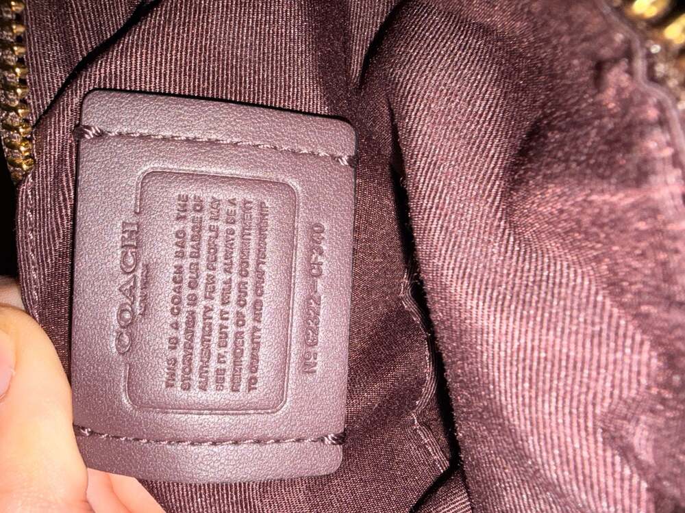 Coach Signature Brown Coated Canvas North South Crossbody Bag